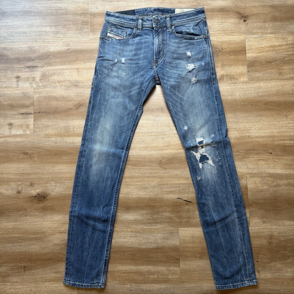 Diesel Thommer Jeans Men 28x32 Blue Slim Skinny Stretch Patched Distressed 083AC